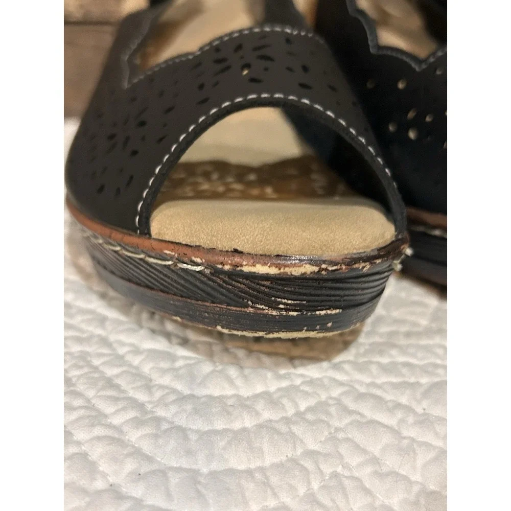 Patrizia by Spring Step Sling Back Sandals Sz 10 Bellagia Black EUC